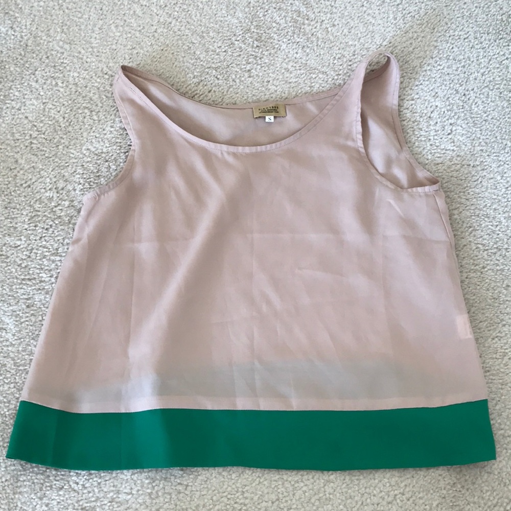 Piko 1988 Tan Tank Top with Green Stripe Sz Small